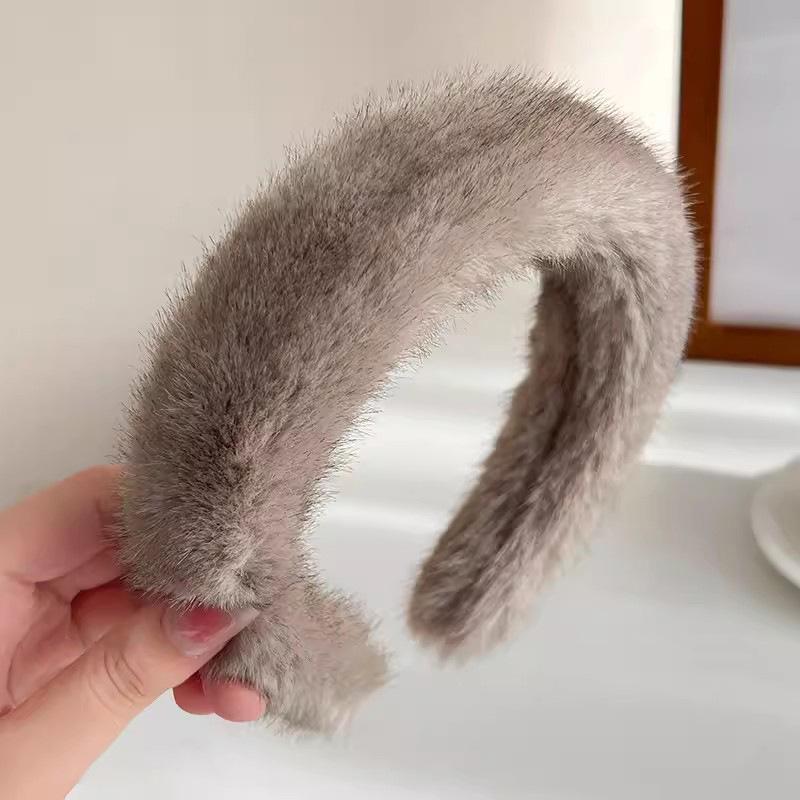 Breitere Dickere Haarbänder für Frauen Mädchen Süße Vielseitige Weiche Flauschige Fellige Haarreifen Temperament Winter Haaraccessoires Geschenke