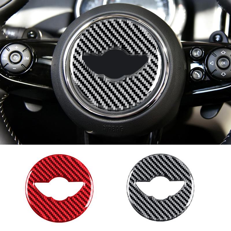 1PC Real Carbon Fiber Car Steering Wheel Decoration Sticker For Mini Cooper F54 F55 F56 F57 F60 Car Interior Accessories