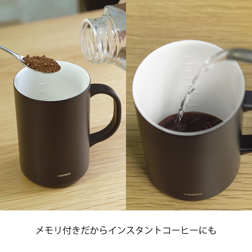 HARIO Ceramic Coated Vacuum Insulated with Double-Layer Mug, Black, 470ml, Lid, CMG-470-B