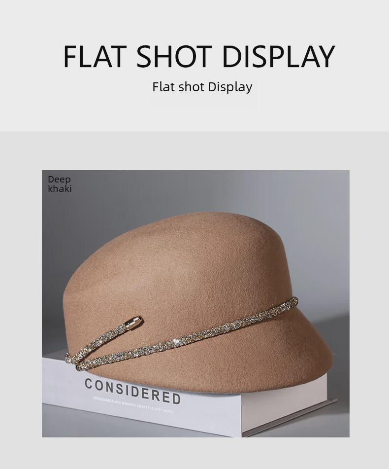 French Retro Wool Felt Women's Octagonal Hat for Autumn and Winter