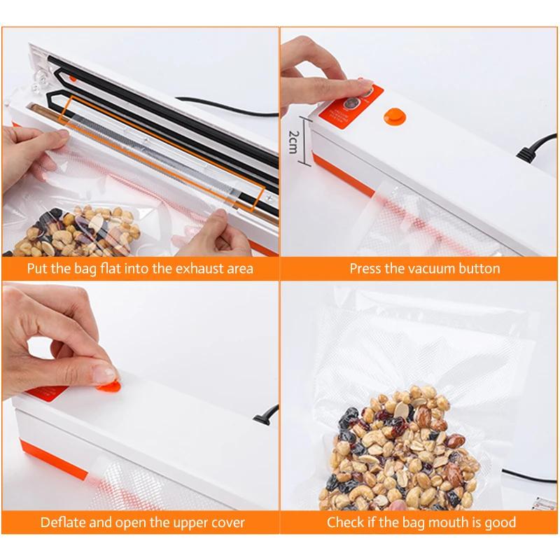 220V Household Food Vacuum Sealer Packaging Machine Film Sealer Vacuum Packer FREE GIFT 10pcs Storage Bags