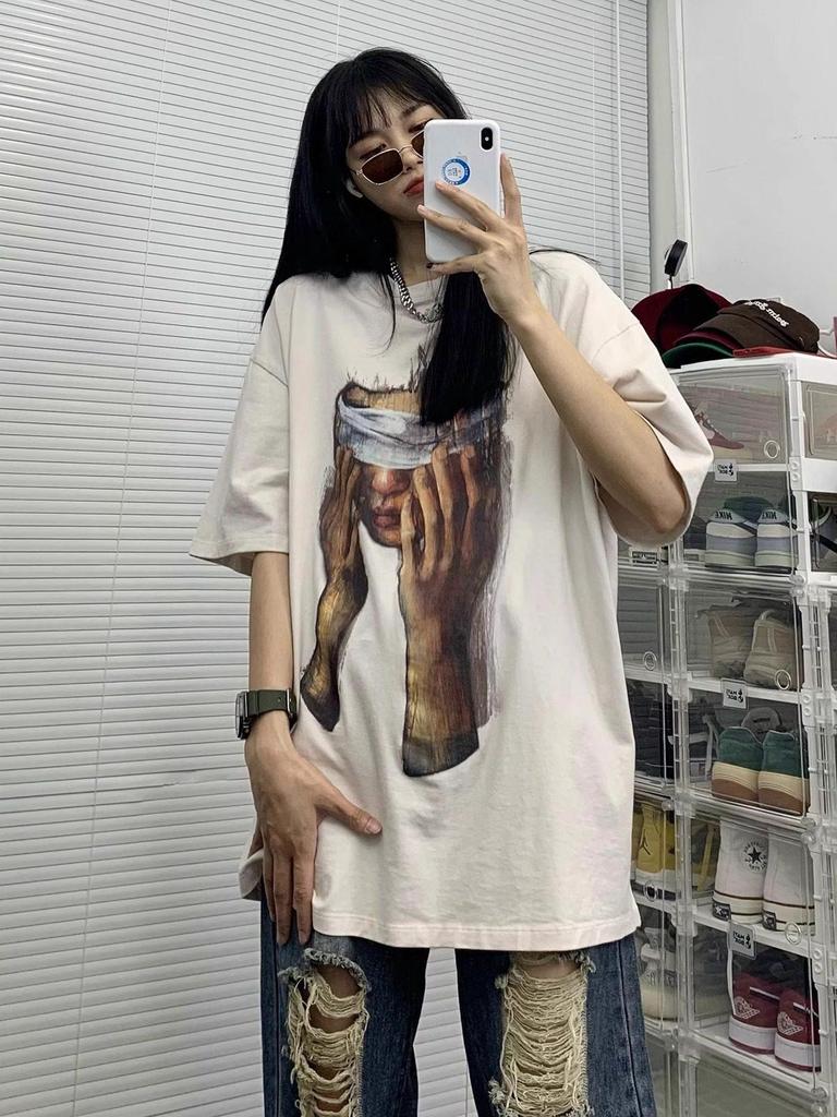 Unisex European & American Retro Print Plus Size Hip Hop T-shirt