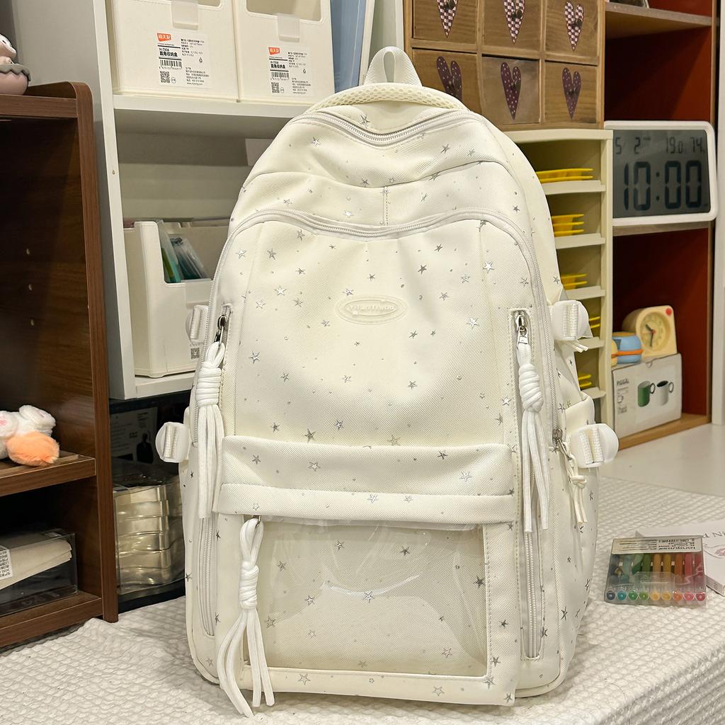 School Bag for Girls, High Aesthetic Value Transparent Pain Bag for Middle School Students, Cute Elementary School Backpack, Large Capacity