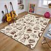 Coffee Lover's Doodle Art Design Patterned Carpet, Non Slip Mat Suitable for Living Room and Bedroom Sofas