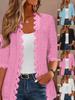 2026 Europäisch-Amerikanischer Damen-Strickcardigan mit Spitzenkragen und halblangen Ärmeln