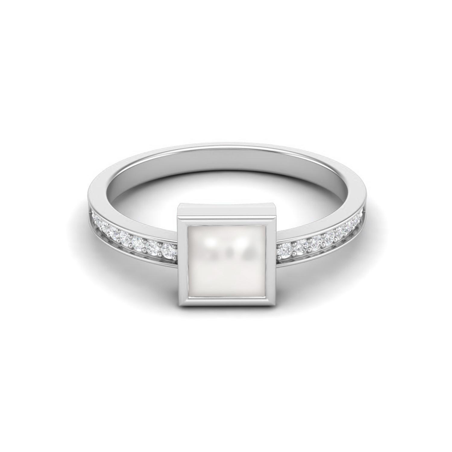 925 Sterling Silver 5MM Square  Pearl Engagement Women Ring 11 белый