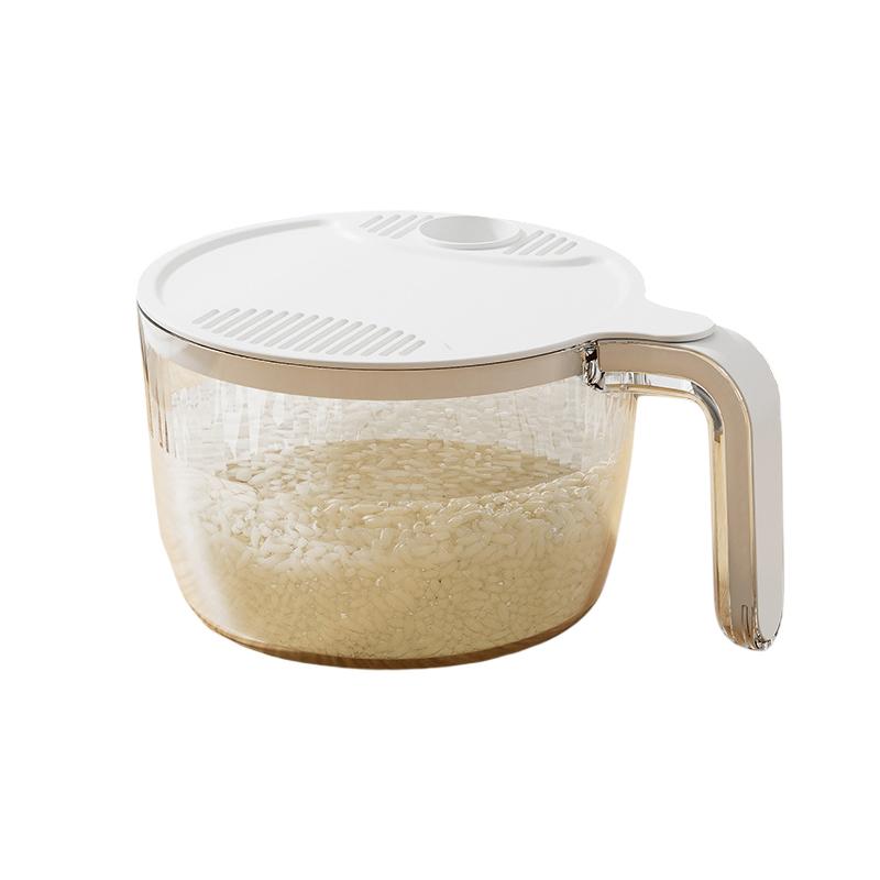 

Rice Fruit Strainer, Safe Plastic Rice Washer Strainer Bowl With Drain Lid,Rinser With Handle For Vegetable Fruit Grains Bean B