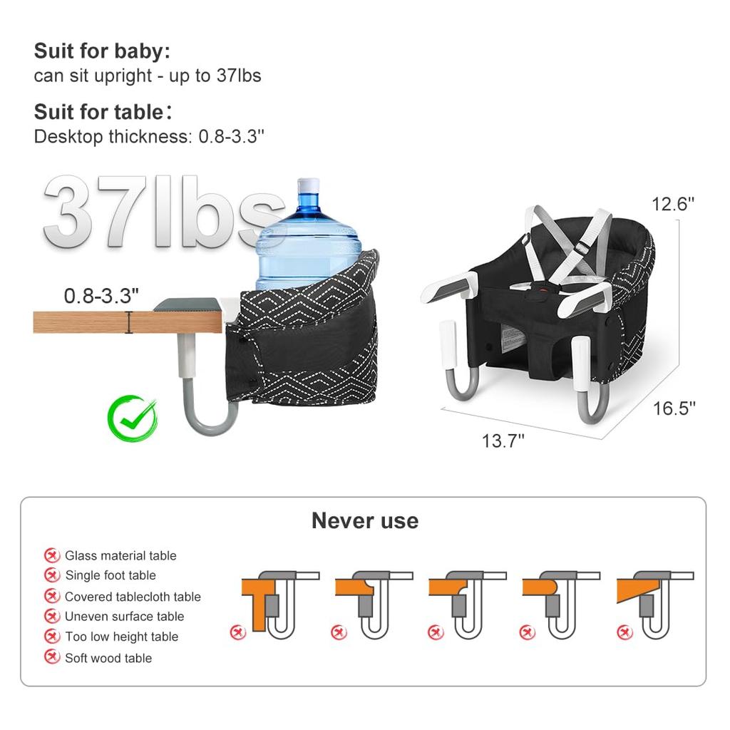 MTWML Hook High Portable Baby High Chair That Can Be Fixed To the Quick Table High Chair for Babies and Baby Seat for Table and Travel Counter Chair,