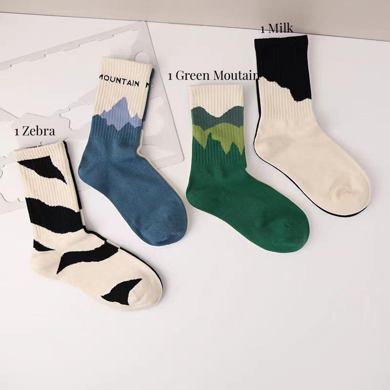 3Pairs Fashion A/B Style Women Sock Asymmetrical Street Hip Hop Skateboard Man Cotton Sock Breathable Harajuku Calcetines Hombre