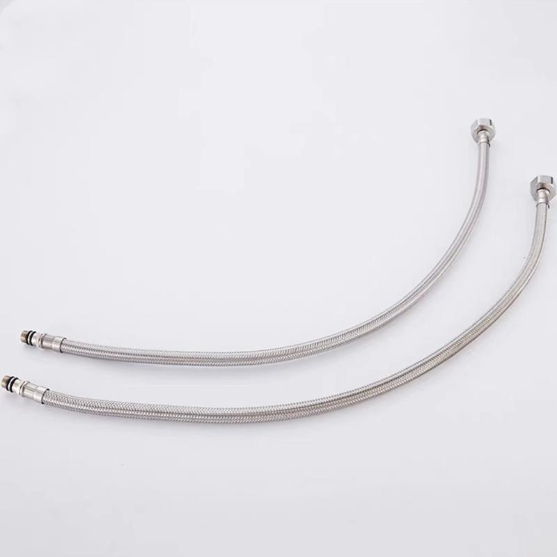 2pcs Stainless Steel Flexible Water Supply Hose G 1/2 Cold Faucet Plumbing Pipe For Bathroom Kitchen Sink