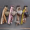 Personal Leopard Print Bag Pendant Creative Heart Keychain Pendant Fashion Vintage Braided Cord Pendant Exquisite Versatile Gift
