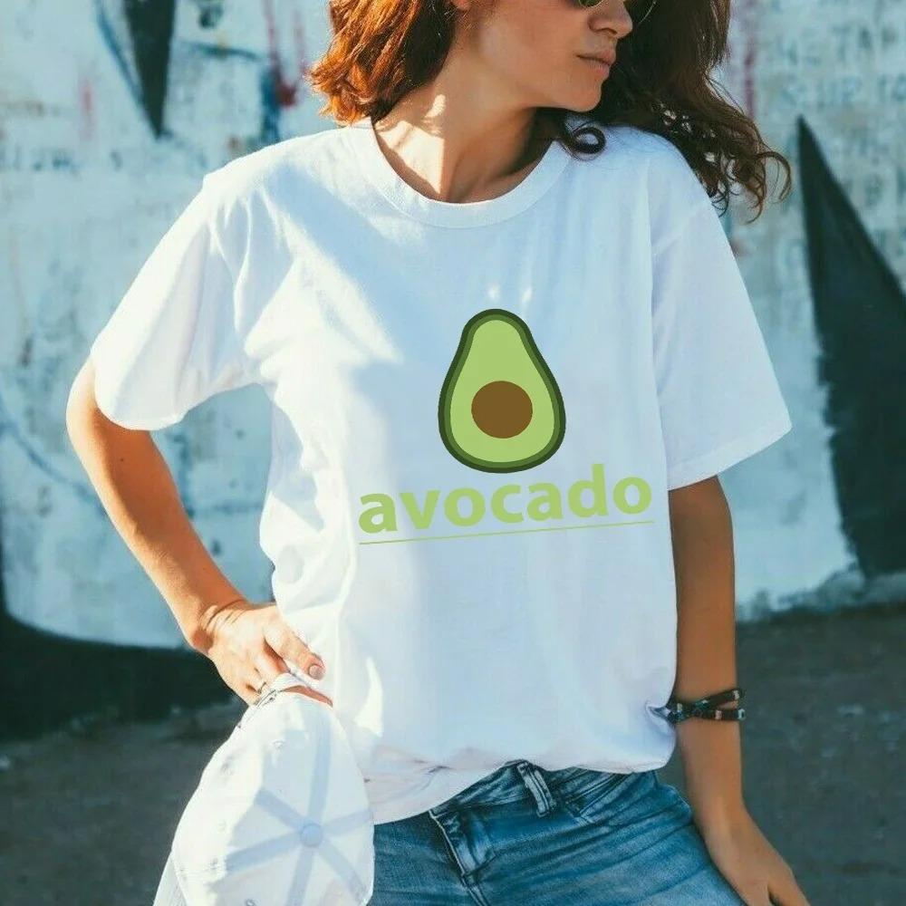 Cute Avocado Printed T-Shirt Short Sleeve Neck Fashion Casual Sport Aesthetic Gothic Clothes Summer Graphic Women'S T Shirt Gift