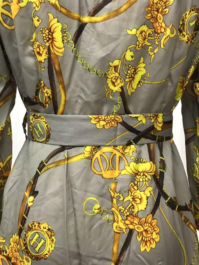 2025 Elegantes langes Robenkleid mit französischem Retro-Print für Frühling und Herbst - Neue modische muslimische Damenbekleidung