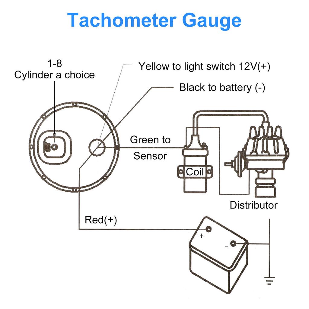 3.75" 12V Car Tachometer Gauge Meter LED Backlight 0-8000 RPM For Most 4/6/8 Cylinder Gasoline Powered Vehicles