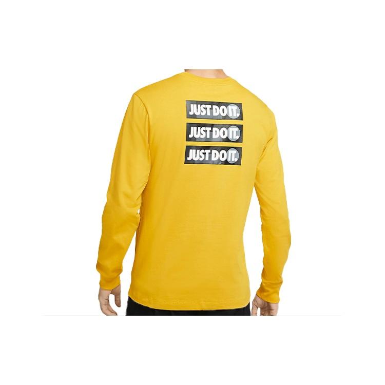 Nike Alphabet Printing Round Neck Long Sleeves T-shirt Yellow Men s CU7391-743 L