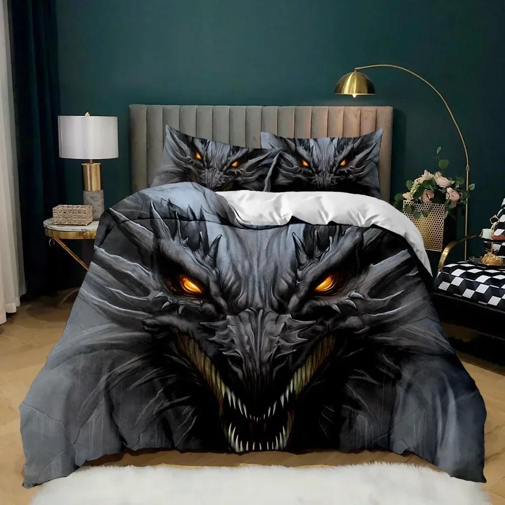 Bedding Queen 3D Mythical Dragon Comfortable Duvet Quilt Cover Pillowcase Bedding Set Children Bedroom Decoration Home Textile