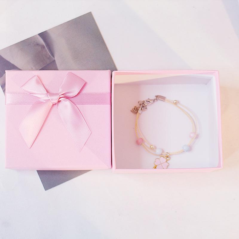 Pink Rectangle Gift Box with Bow for Watch and Cosmetics
