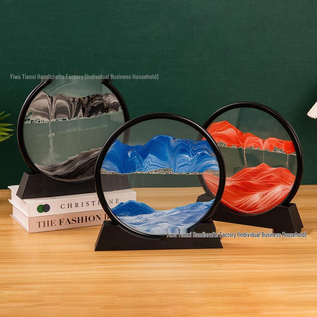 3D Quicksand Hourglass Art: Decompression Landscape Ornament for Home or Office Decor