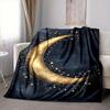 1pc Moon Stars Print Blanket - Lightweight Flannel Blanket For Sofa, Bed, Living Room, Office, Outdoor Travel, Camping, Soft 049