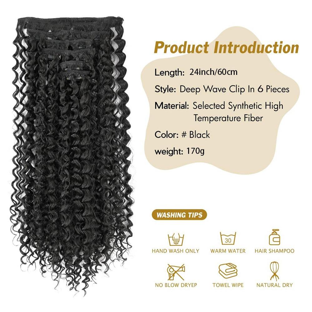 Wig for Women Long Hair Extensions Curly Pieces - Invisible Seamless Water Wave Hairpieces