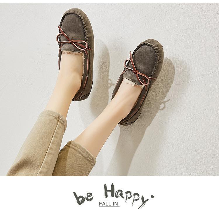 Women's Washable, Non-Fading, Fleece-Lined, Non-Slip Flat Shoes for Autumn & Winter