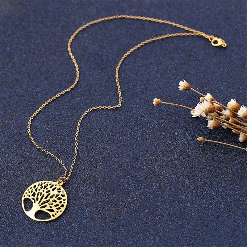 Collier arbre à souhaits circulaire creux, chaîne de pull, accessoires de bijoux de vie nordique