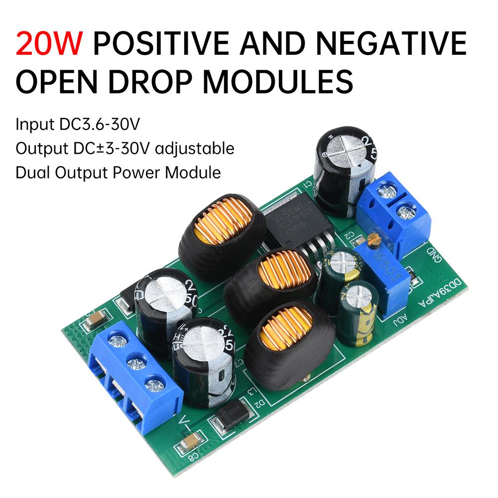 20W Dual Output Boost Buck Module DC 3.6-30V To DC ±3-30V Power Supply with Terminals for Electronic Projects