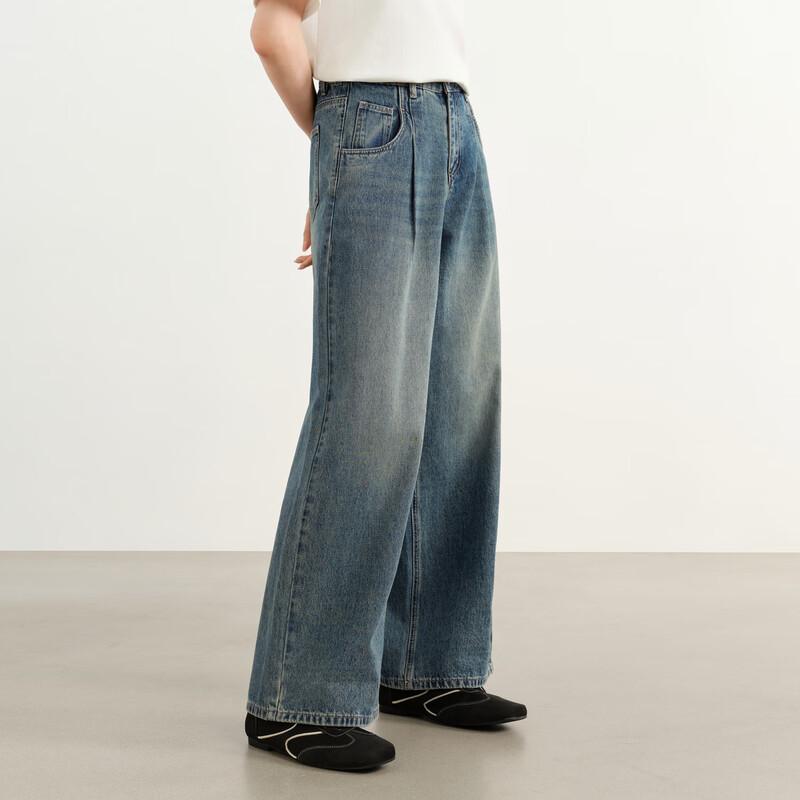 Elva' Island Women's Retro Wide-Leg Denim Trousers
