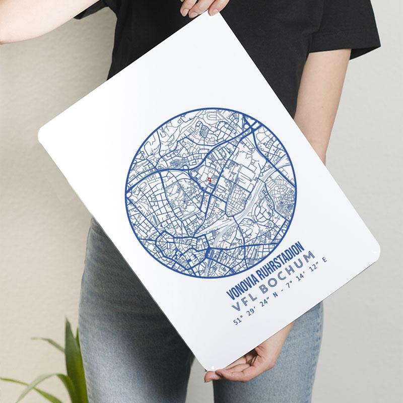 

VfL Bochum Stadium Tinplate Signs Map Poster Pictures Wall Decoration Items Custom Metal Sign for Wall Art Decoration Retro Room 7.9x11.8In(20x30cm)