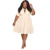 Elegant Casual Solid Color Shirt Dress Summer Short Sleeve Lapel for Plus Size Women