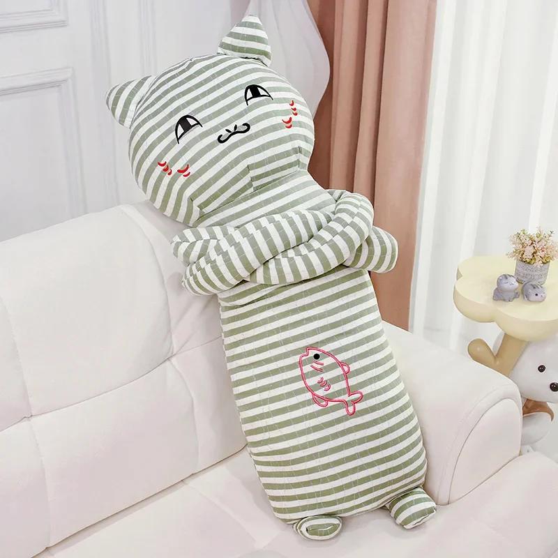 70/110Cm Stripe Cat Plush Stuffed Animals Toy Cat Long Sleeping Pillow For Boys And Girls Children Xmas Birthday Gift