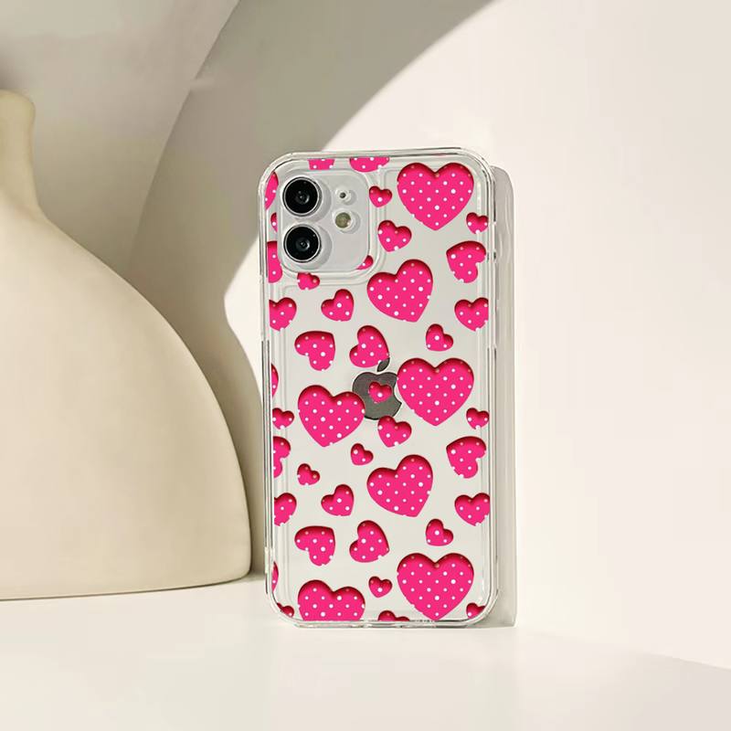 Loving Heart Ripple Phone Case For Iphone 11 12 13 14 Pro Max 7 8 Plus X Xr Xs Max Se 2020 Mini Transparent Case