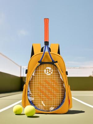 Unisex Sports Backpack: Tennis & Badminton Bag with Dry/Wet Separation, Large Capacity, and Independent Shoe Compartment.