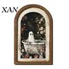Farmhouse Ghost Decor Halloween Wall Decor, Cute Table Sign, Vintage Arch Framed Autumn Fireplace Accent Picture, Decorative Art for Mantel