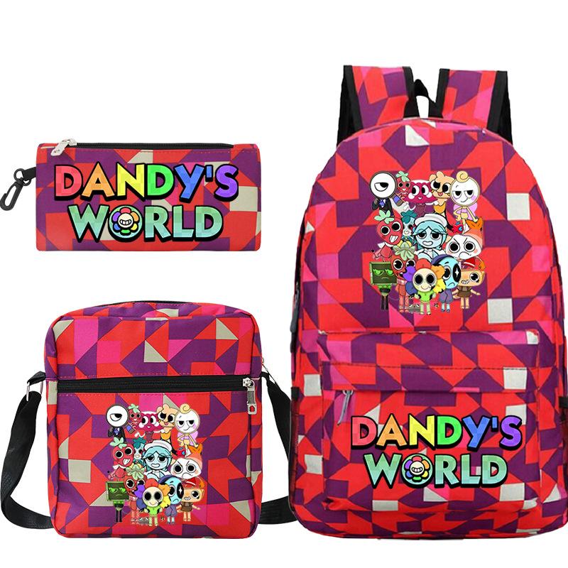Neue Dandy-Welt Peripherie Druck Schultasche Student Lässige Federtasche Umhängetasche Dreiteiliges Set
