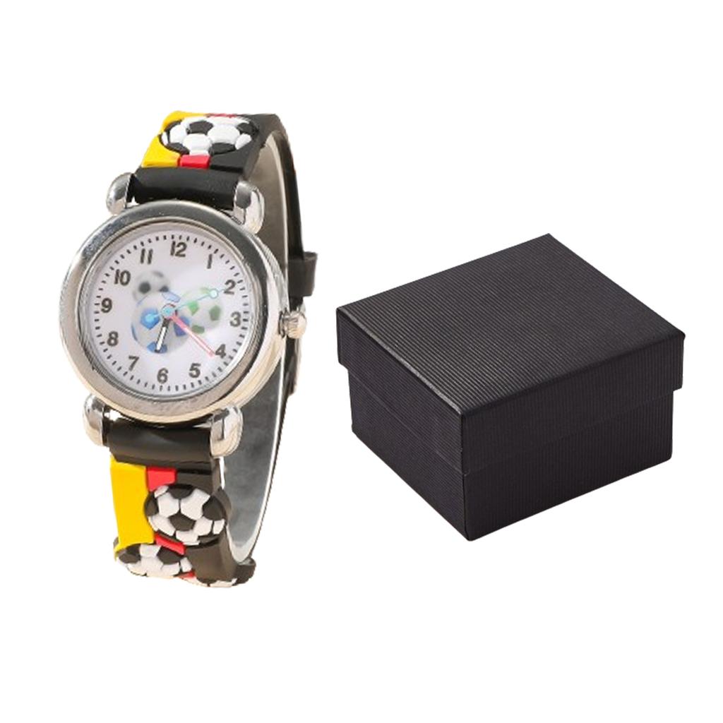 1pc/2pcs-Fashionable Cartoon Football Children's Quartz Watch, Watch Bracelet, Box Set, Ideal Choice for Gift Giving