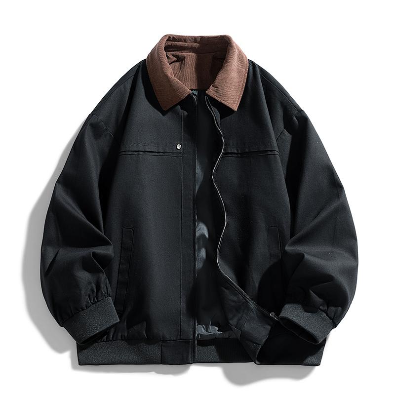 

Новейшая стильная верхняя одежда с лацканами, спортивная, для улицы, модная, высококачественная, мягкая, удобная, универсальная куртка, мужская одежда XXXL чёрный