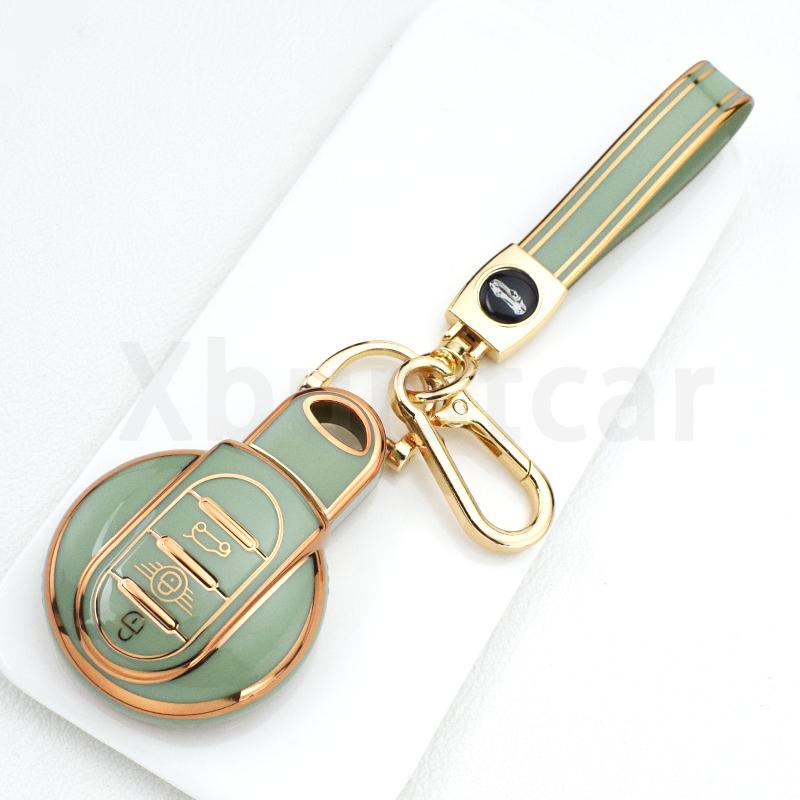 Gold Edge Tpu Car Key Fob Cover For Bmw Mini Cooper S One Jcw F54 F55 F56 F57 F60 Clubman Countryman Shell Fob Holder Keyless