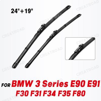 Wiper LHD Front Wiper Blades For BMW 3 Series E90 E91 F30 F31 F34 F35 F80 Windshield Windscreen Window Rain Brushes 24"+19"