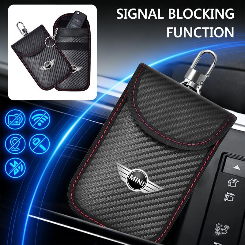 Car Key Case Signal Blocker Bag RFID Shielding Pocketor Key Bag For BMW Mini Cooper R50 R53 R55 R56 R60 R61 F54 F55 F56 Sticker ycahd11