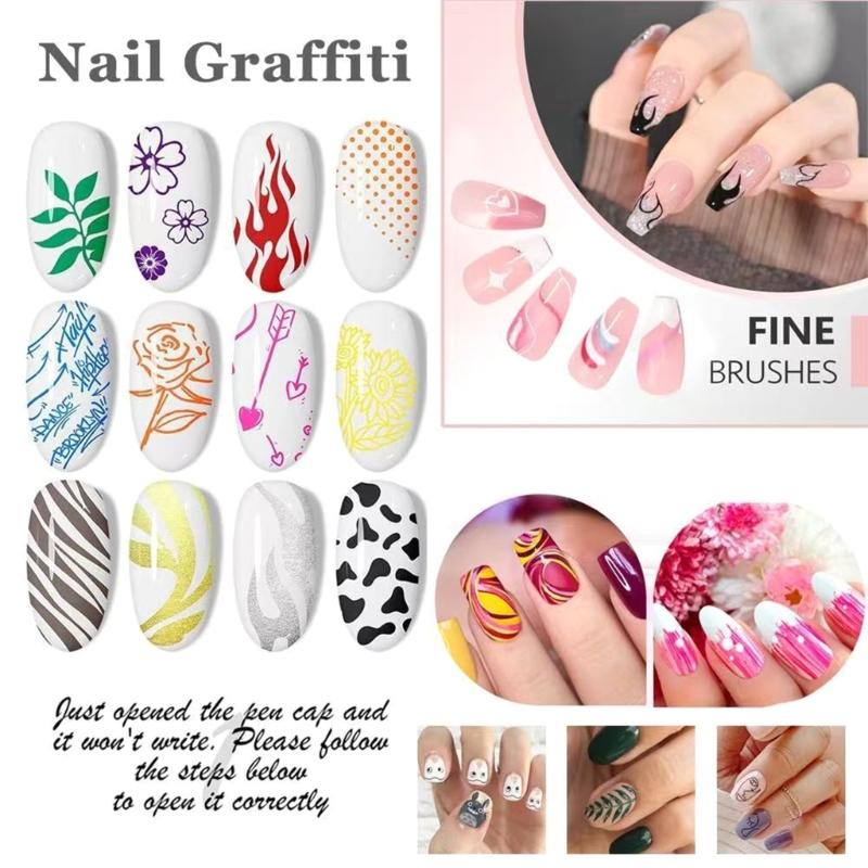 12Color Nail Art Pens Precise Acrylic Marker For Detailed Outlining Polish Pen For DIY Enthusiasts Salon Professional