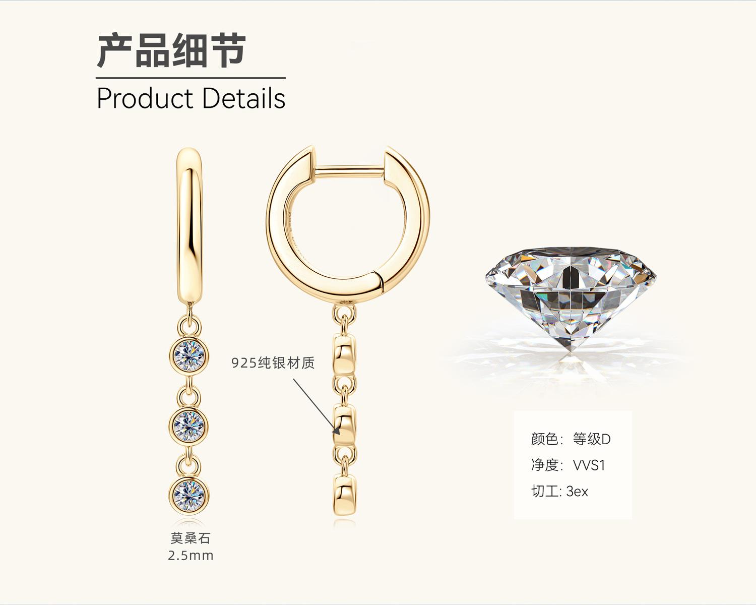 

Серьги-кисточки Silvere Glam в корейском стиле с муассанитом, свежие и легкие 925 silver золотой