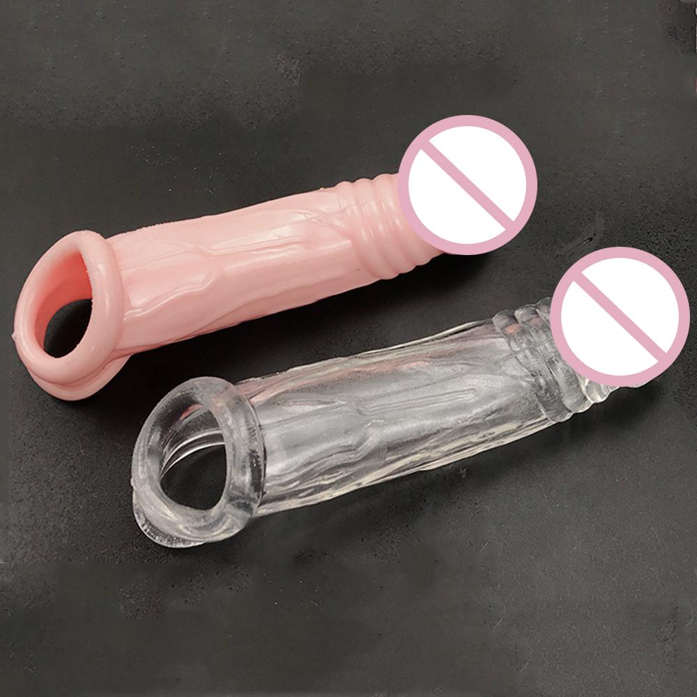 Reusable Penis Sleeve Big Penis Extender Condom Cock Extension Dick Enlargemen Sex Toys For Men Enlargement Time Delay