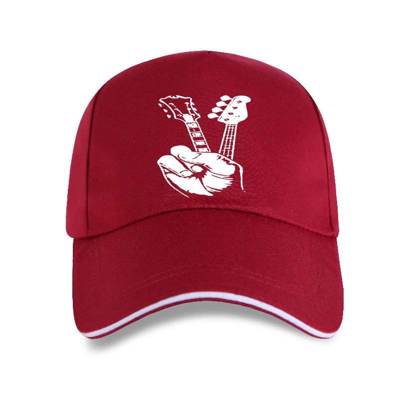 Hipsterska drukarka do gitary basowej. Bawełniana czapka z daszkiem w rozmiarze unisex. Czapka z daszkiem FINGER GUITAR. unisex