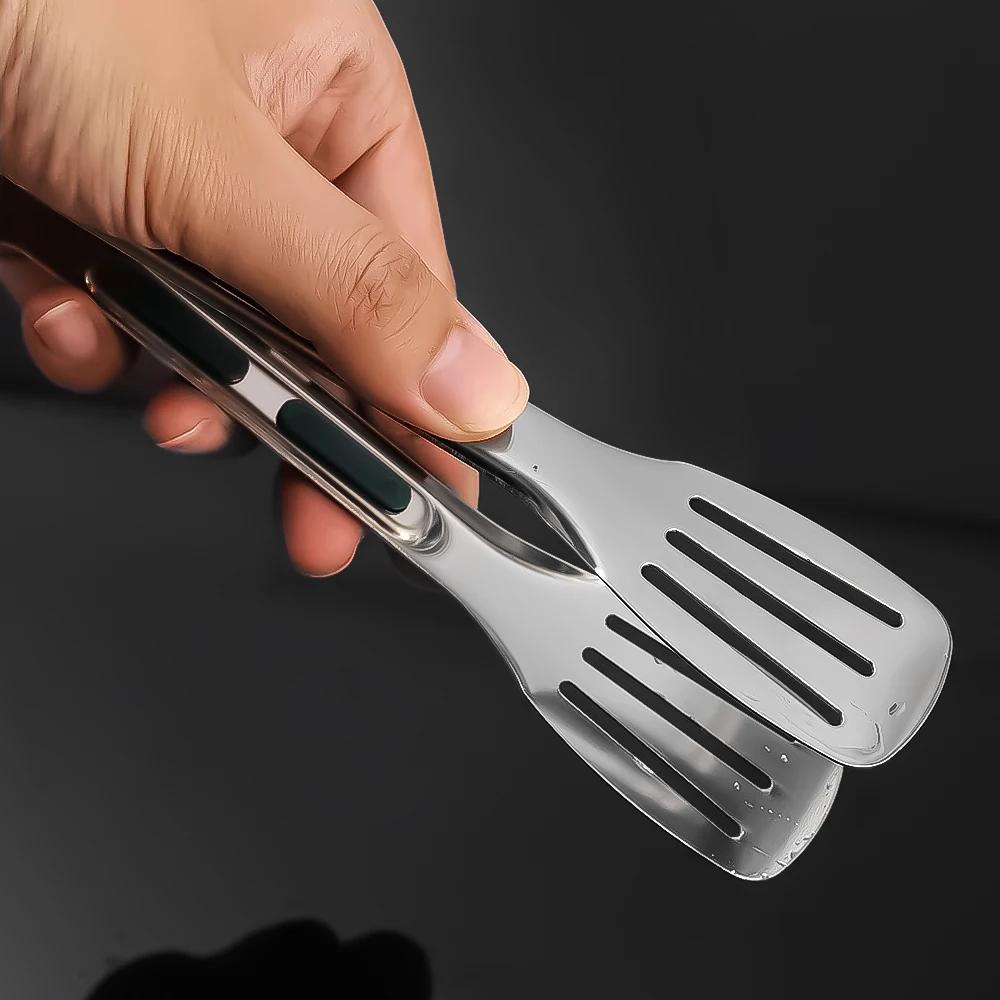 Non Slip Stainless Steel Food Tongs BBQ Meat Salad Bread Serving Clip Barbecue Grill Buffet Clamp Tongs Kitchen Cooking Gadgets
