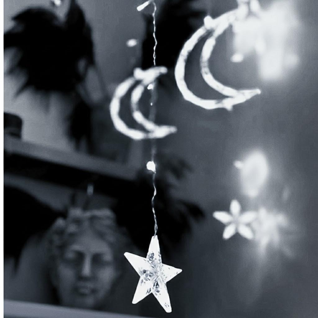 Christmas Lights Curtain Lights Moons Cold White Christmas Cold White