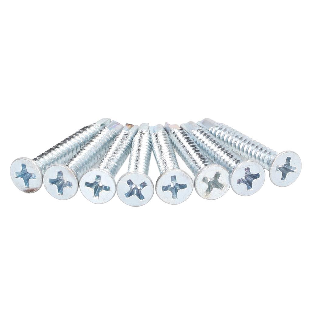 50PCS Cross Head Drill Screws Galvanized Carbon Steel Self Drilling Screws 4.2x32mm Flat Head
