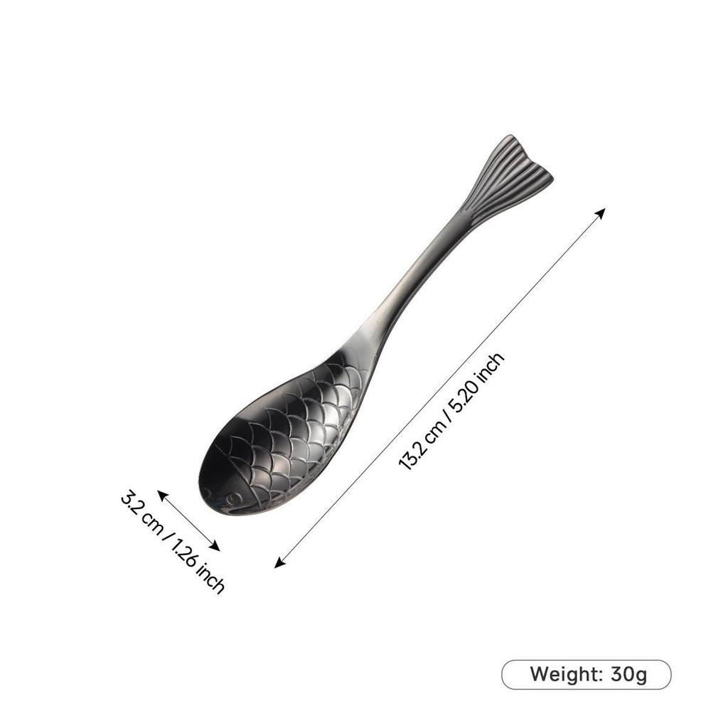 Gold-Plated 304 Stainless Steel Spoon - Creative Cartoon Fish Design, Perfect for Soup, Dessert, Rice, Stirring, and Teaspoon Uses.
