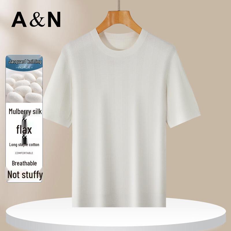 Antonio Men s Silk Blend Textured Short Sleeve T-Shirt XL