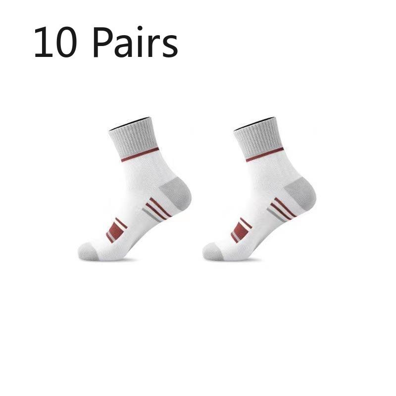 10 Pairs of Men's Autumn Color Striped Deodorant Non Slip Breathable Tube Socks